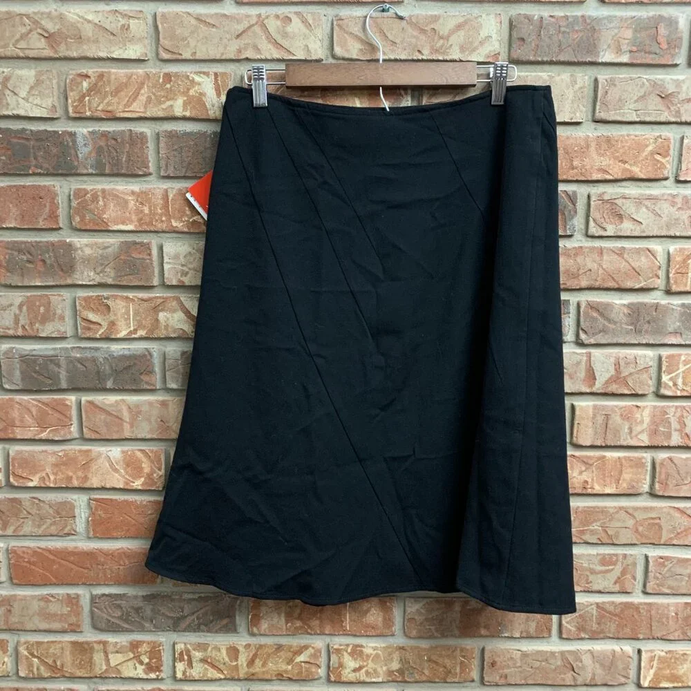 NWT Oscar De La Renta Black Women's Knee Length Comfort Stretch A-Line Skirt 12